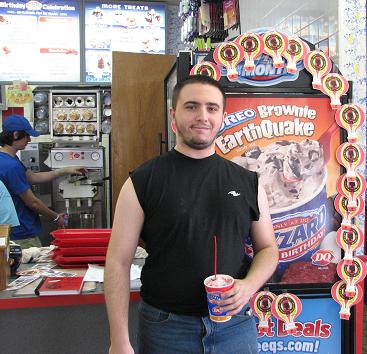 (Above) Jeremy Wood eats 2 and three fourths Blizzards