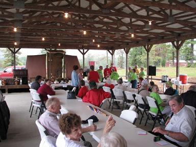 (Above) Folks Gather for the Pie Contest