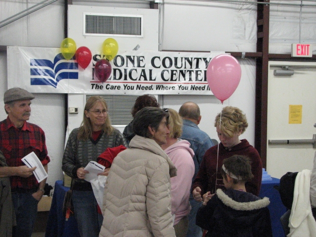 (Above) Folks gather for test