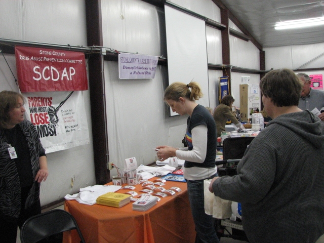 (Above) Stone County Drug Abuse Prevention talks with folks