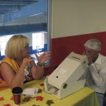 Cindy of the Lions club handles the Vision Screening