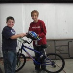 Pat Reeves gives the Boys Bike away