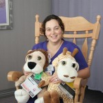 New Life Center Nurse Tracy Williams, RN,shows off the ‘Look Before You Lock’ stuffed animals