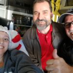 Moriah"the Brave" Moore, Earl Moore (Arrow's Cafe) and Bob Connell with Timeless 106.1 KFFB doing a live broadcast from the ambulance taking her home.